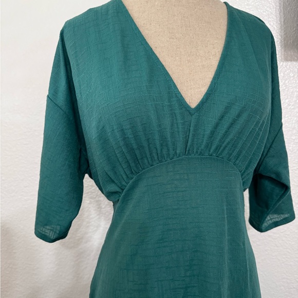 Zara Emerald Green Rustic Flowy Dress Size Small - Picture 9 of 12